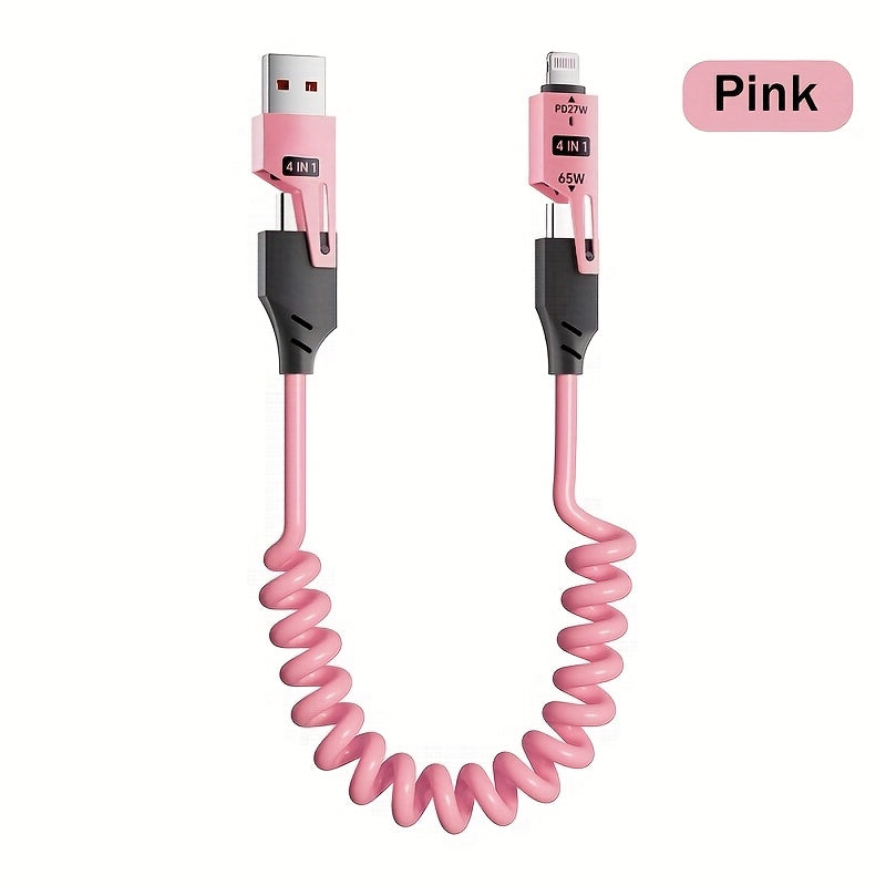 Universal 65W 4-in-1 High-Speed Charging Data Cable for Samsung, OnePlus, Mi, Huawei, Oppo, iPhone