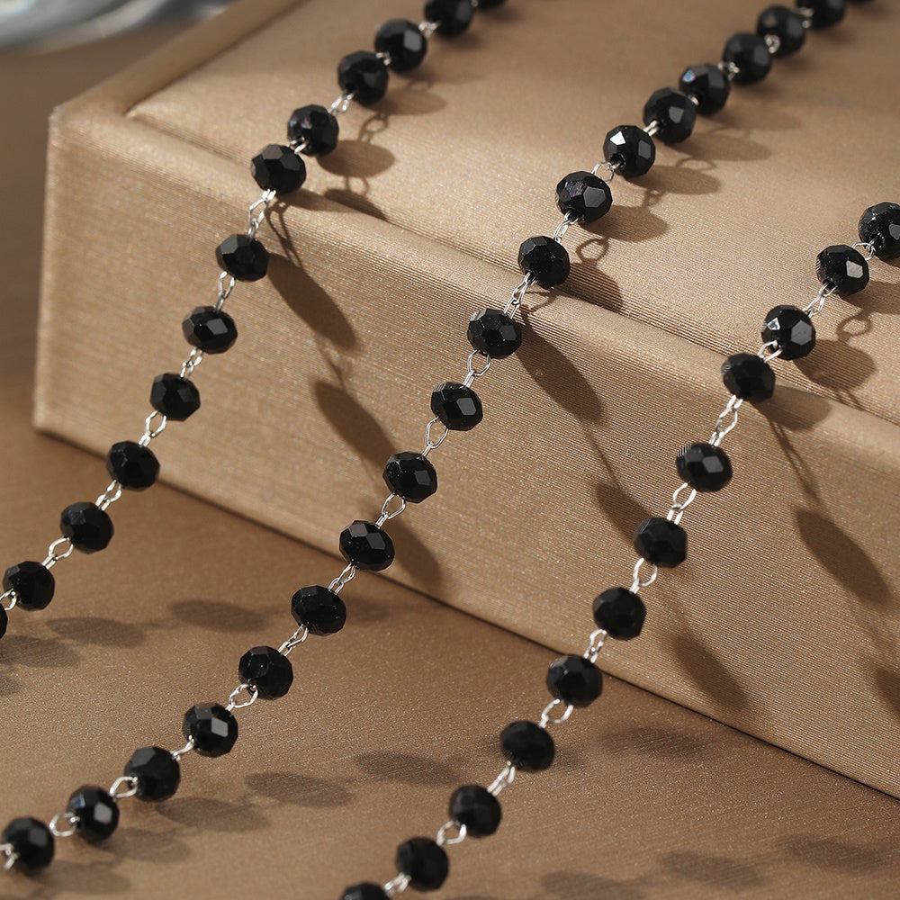 Black Imitation Pearl Jewelry Set for Women Necklace and Bracelet