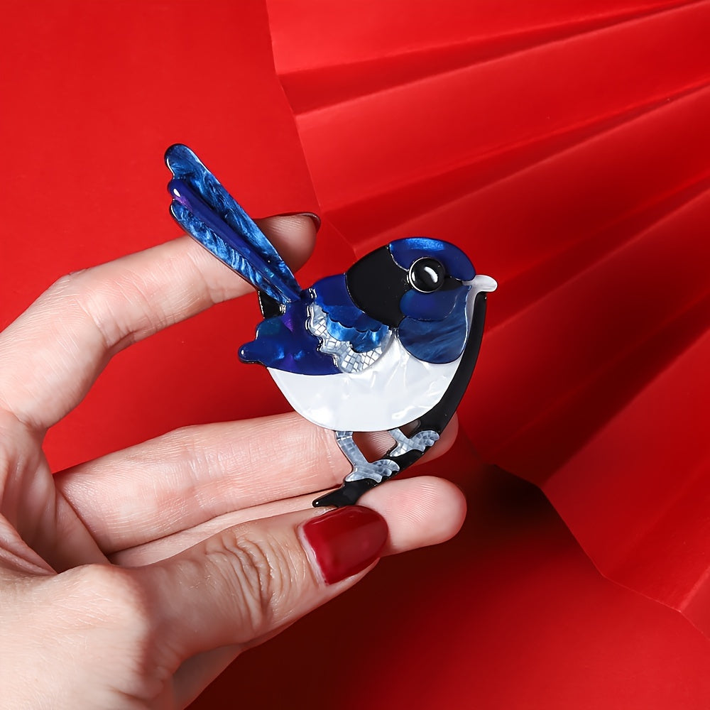 Mini Bird-Shaped Acrylic Animal Brooch for Women Clothing Accessory
