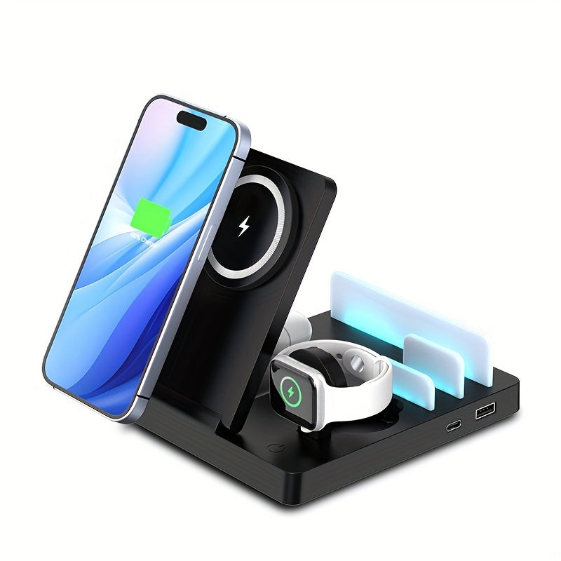 iPhone iPad Apple Watch AirPods Pro uchun 5-in-1 tezkor simsiz quvvatlantirish stantsiyasi