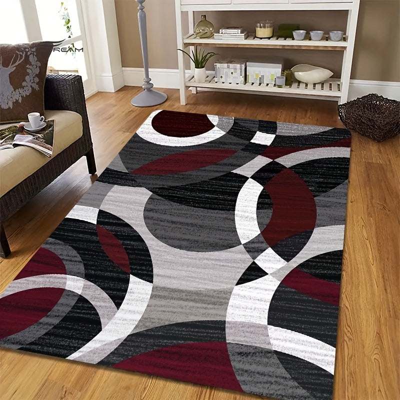 Zamonaviy Nordik geometrik naqshli gilam, mashina bilan yuviladigan pol matosi, mehmonxona va yotoq xonasi uchun