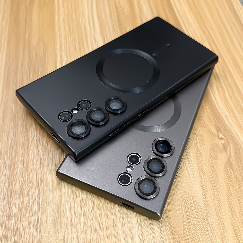 Magnetic Wireless Charging Case with Glass Protector for Samsung Galaxy S22 S23 S24 Ultra Plus