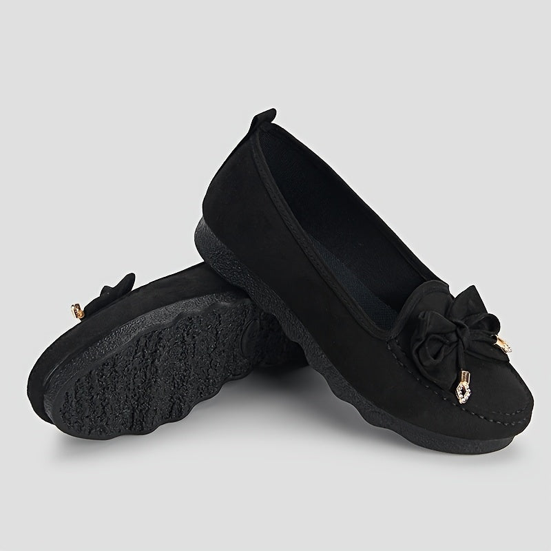 Mocasines slip-on para mujer, zapatos planos transpirables, color negro, tela, suela de PU