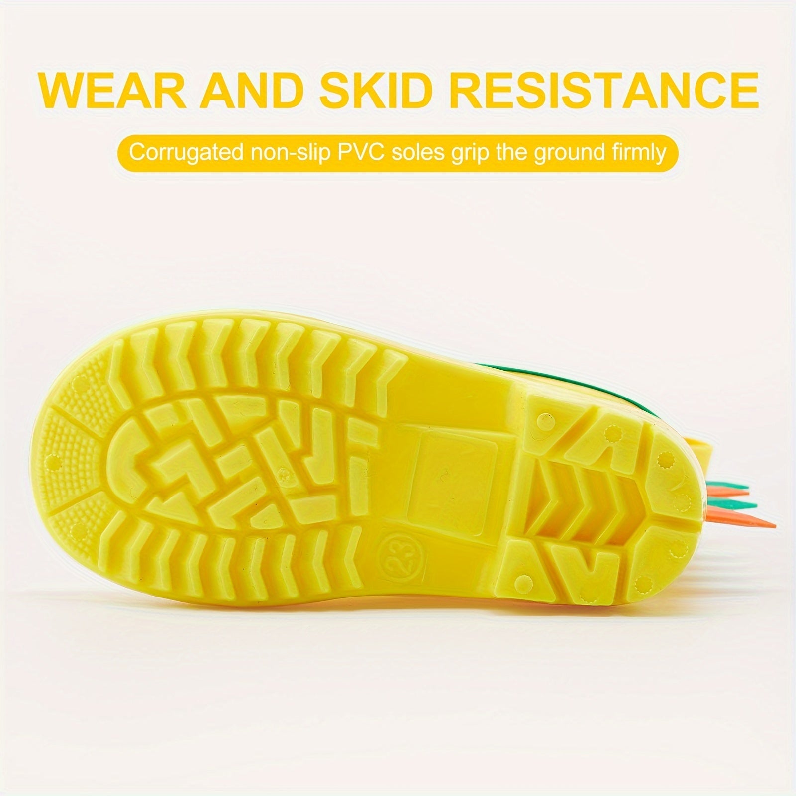 Kids' Dinosaur Rain Boots Waterproof Anti-Slip Mid-Calf Blue PVC Shoes for Ages 1-8