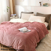 Double-Layer Soft Fleece Blanket for All Seasons Cozy Throw Pink