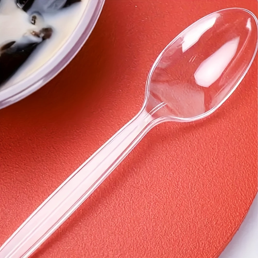 50 Pieces of Clear Plastic Spoons for Desserts, Soups, Pastries Reusable