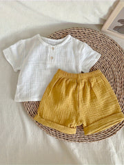 Boy's Cotton Casual Shorts Set Summer Breathable Soft Regular Fit