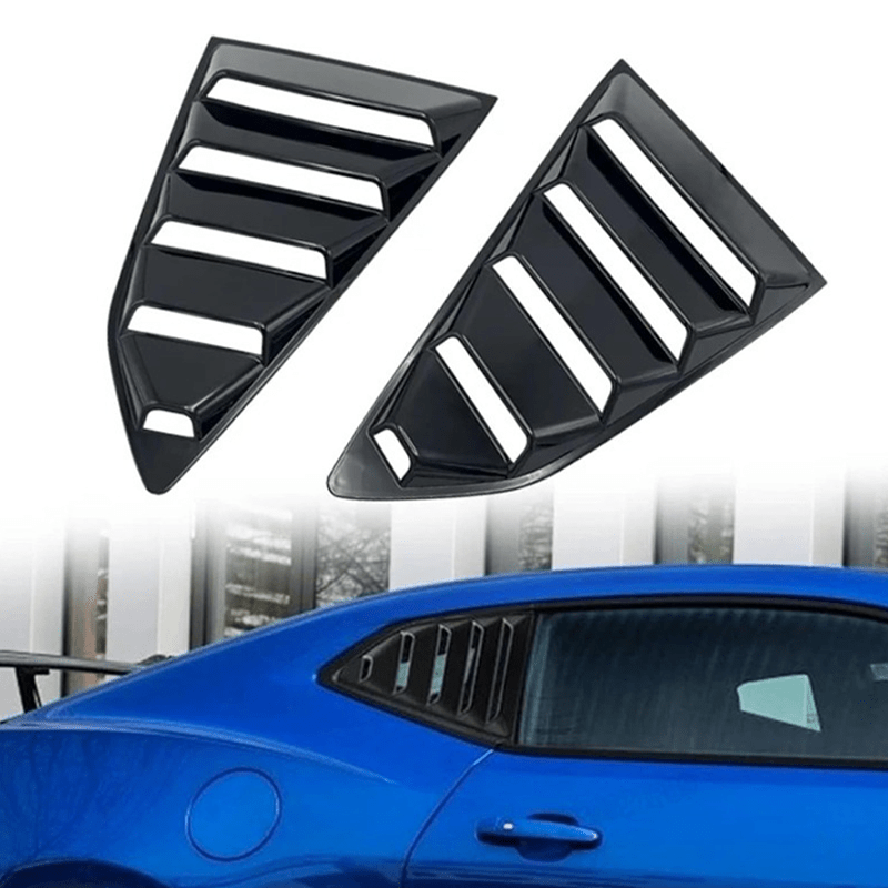 2 Pack Black ABS Rear Quarter Window Louvers for Camaro 2016-2022