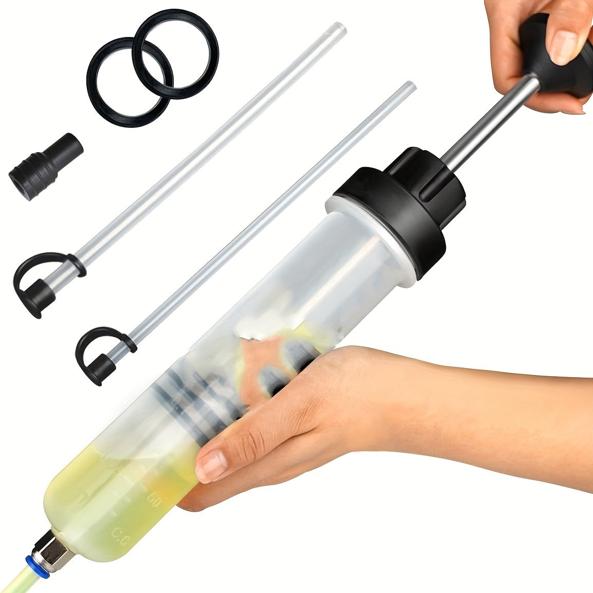 Manual Oil Change Syringe with Hose 7oz Fluid Extractor for Cars, Trucks