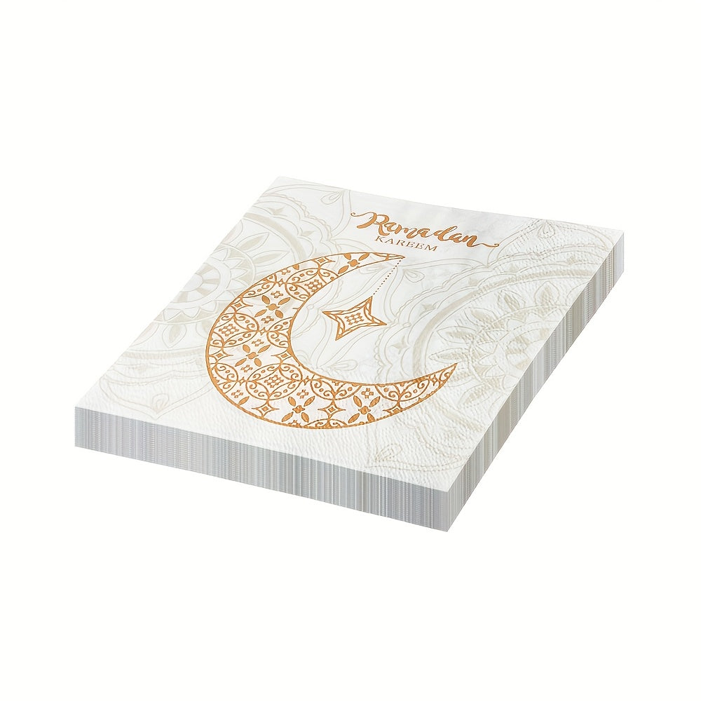 Одноразовые бумажные полотенца с узором лунного Рамадана, упаковка 20 штук, 33 см x 33 см, для дома и ресторана