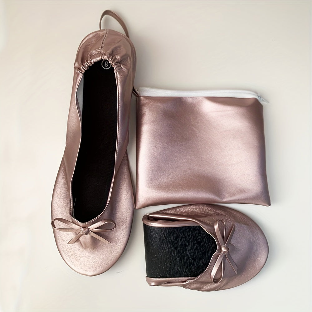 ayollar uchun buriladigan balet tufli, tugma bilan, yumshoq tagliklar, to'ylar uchun