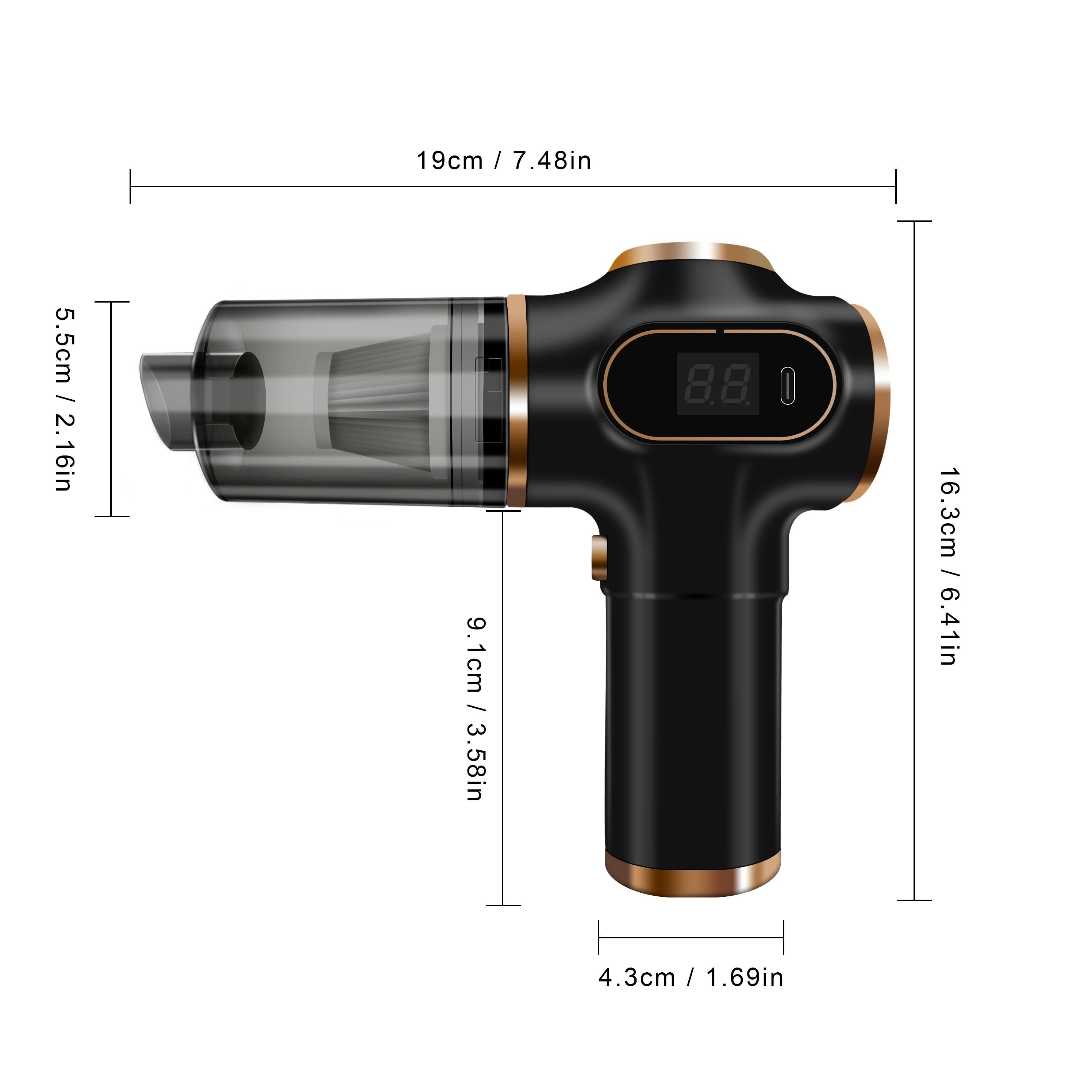Ultra-Power Handheld Car Vacuum Cleaner with Dual Batteries, Cordless, Portable