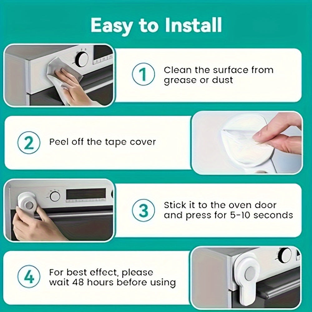 No-Drill Microwave and Oven Door Lock Clips White Durable Plastic