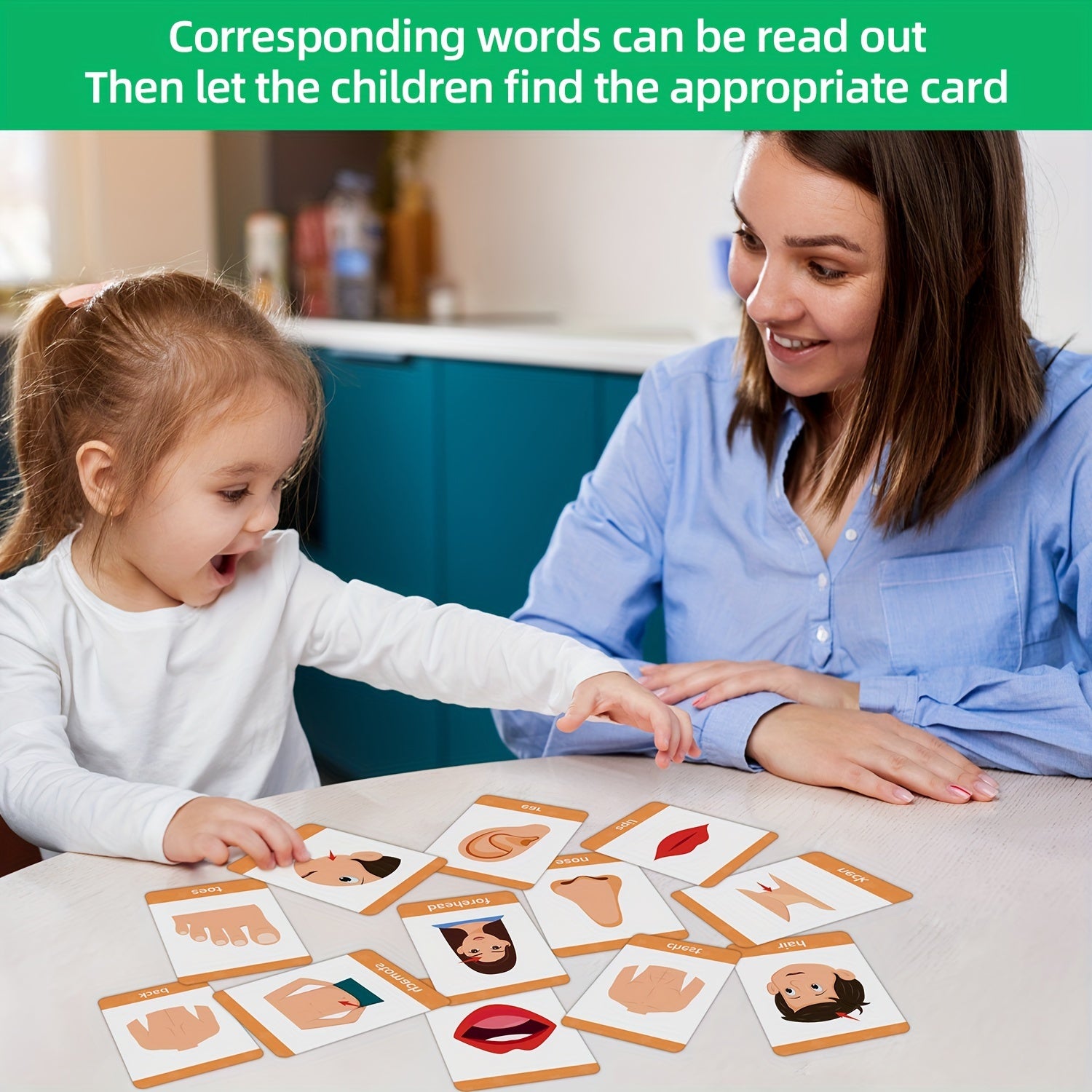 Educational Flashcards for Recognizing 30 Body Parts Double-Sided Learning Toys for Kids