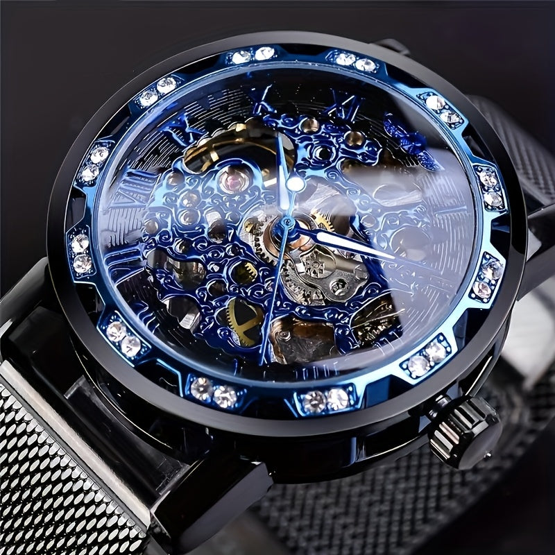 Men's Mechanical Watch Hollow Design Stainless Steel Alloy Casual Luxury Fashion Watch