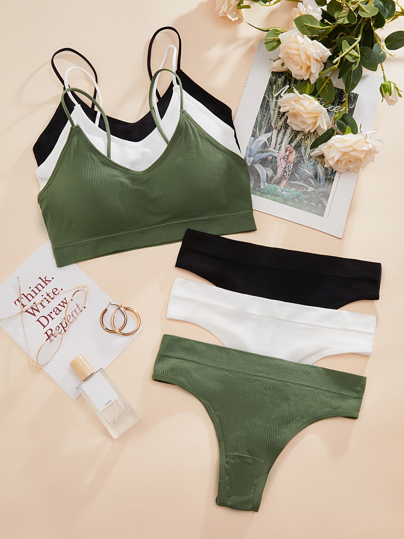 Women’s Lingerie 6-Piece Thong Underwear Set Without Steel Ring