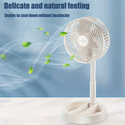 Ventilador telescópico plegable con soporte para teléfono, ventilador de mesa portátil, silencioso, flujo de aire de 360°, alimentado por USB