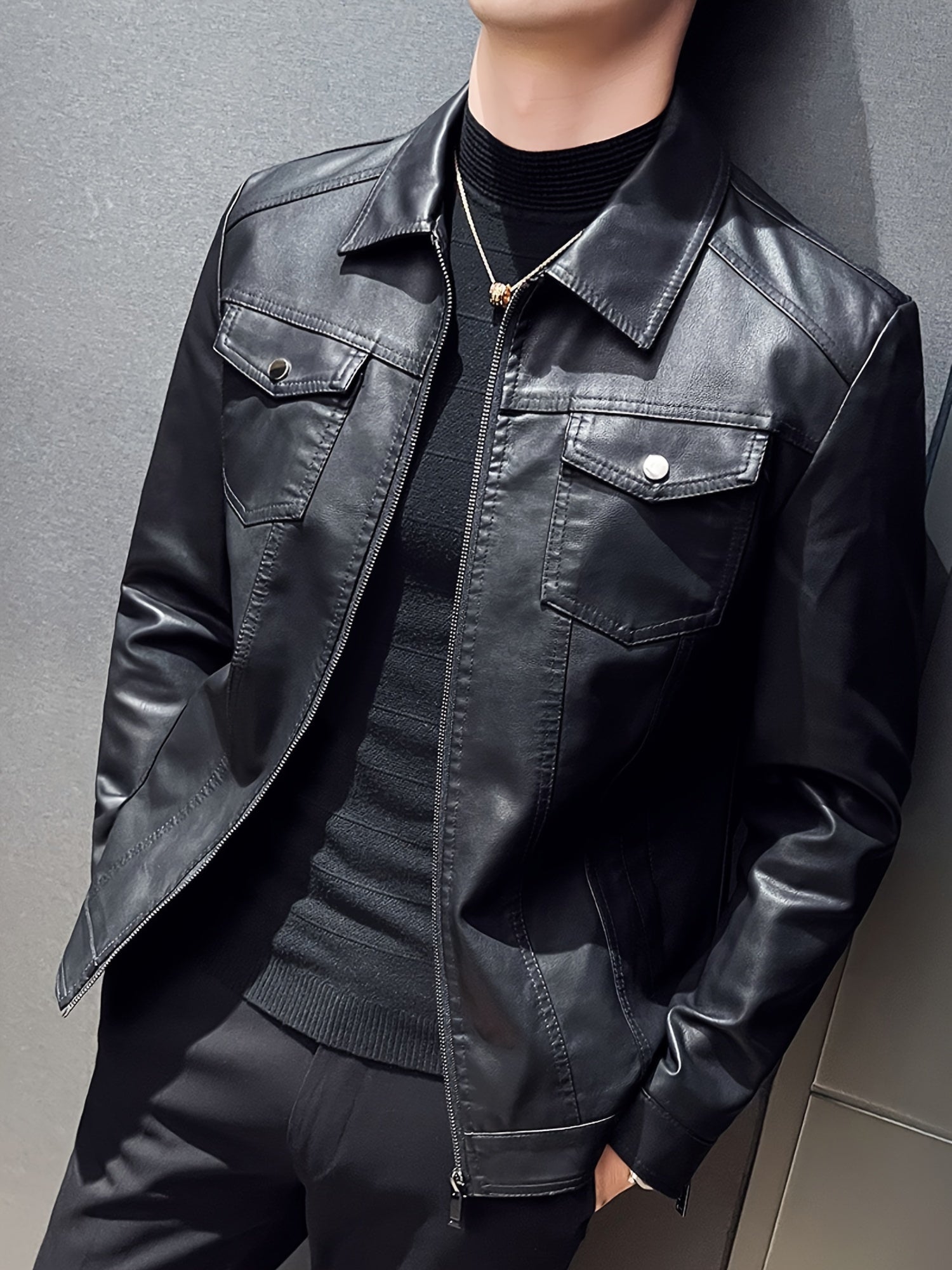 Мужская водонепроницаемая ветронепроницаемая куртка с воротником из ПУ и множеством карманов