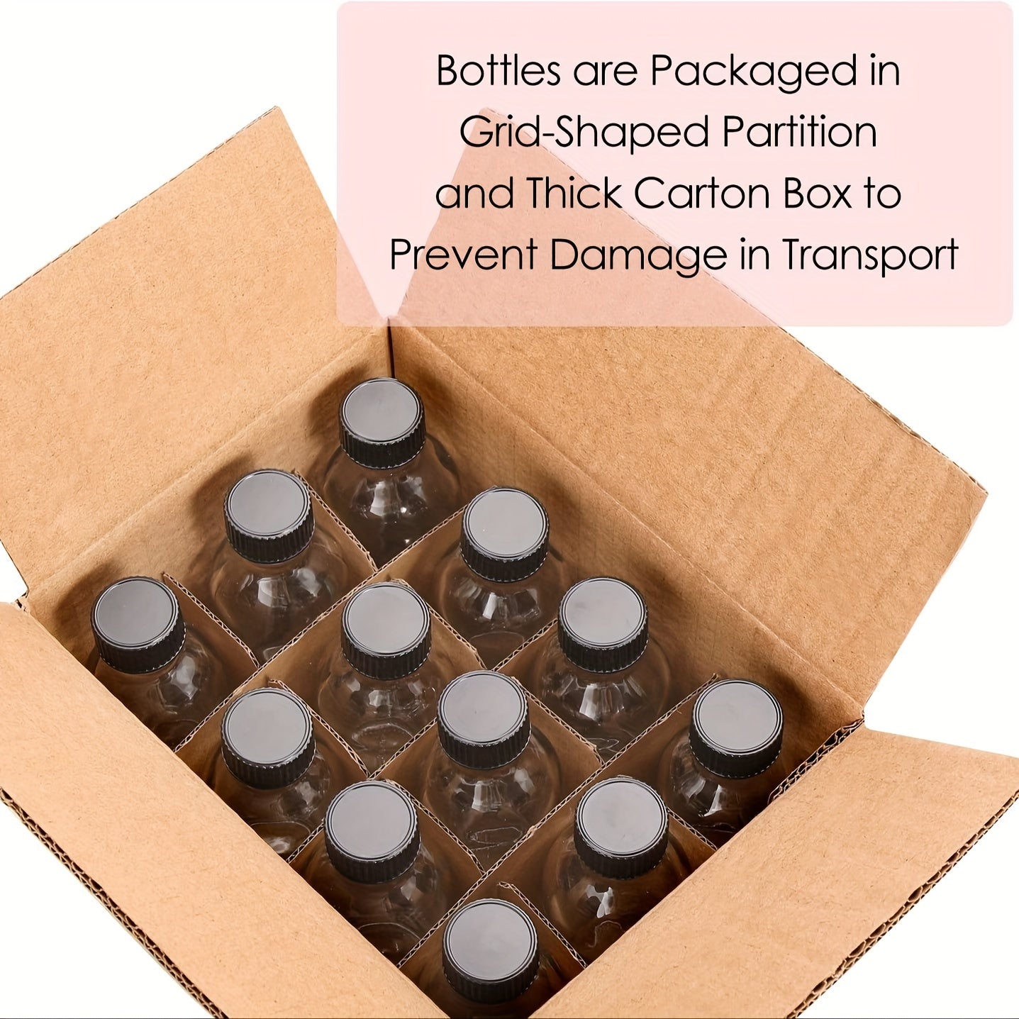 12 Mini 2oz Clear Glass Bottles with Lids and Stainless Steel Funnels for Juice Wellness Shots and Liquor