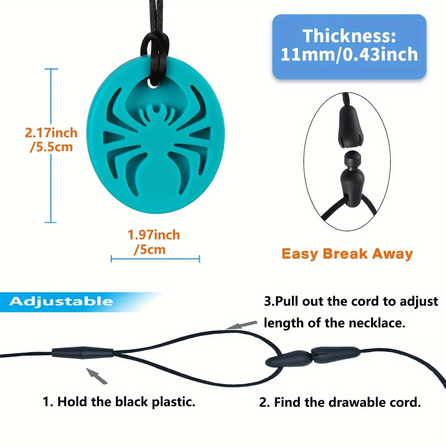 Spider Chew Necklace for Kids Safe Teething Toy Durable Non-Toxic