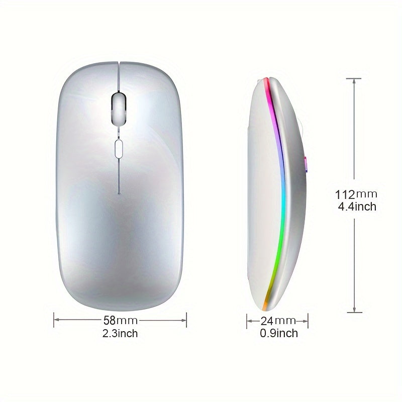 Wireless Illuminated Rechargeable Dual-Mode Office Mouse for Laptops Desktops Tablets