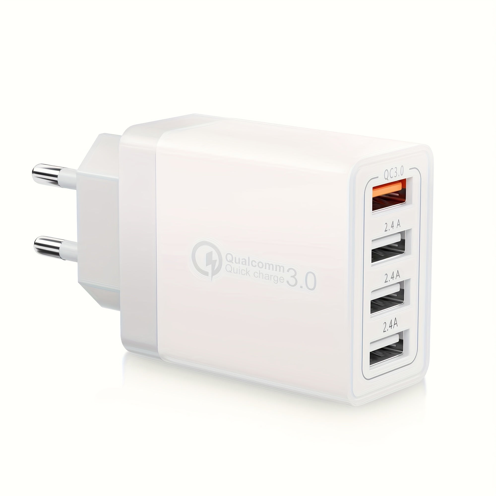 4-Port USB Charger Fast Charging EU Plug Adapter for Tablets and Smartphones