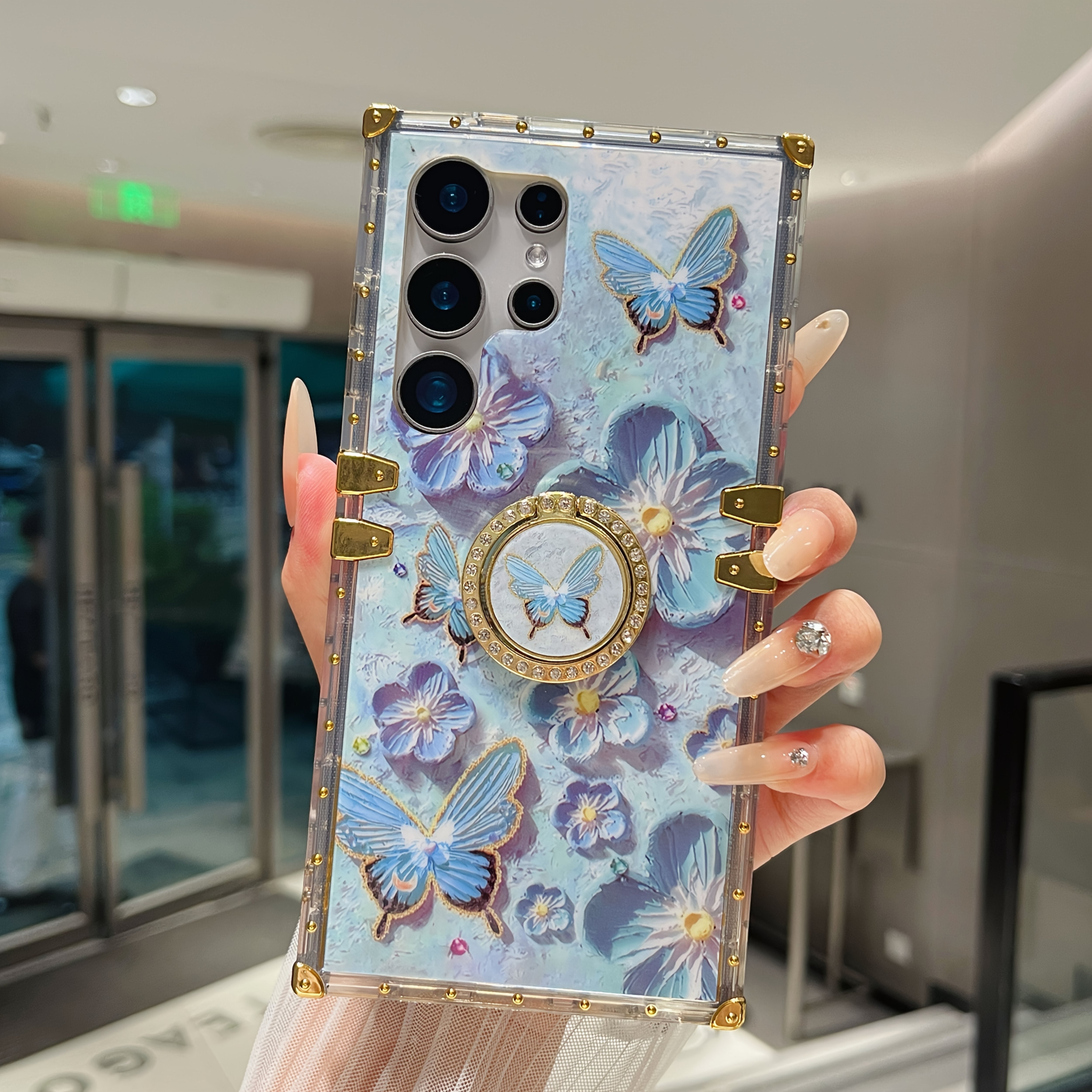 Vintage Oil Painting Flower TPU Phone Case with Ring Bracket for Samsung Galaxy S25 Ultra S24 Ultra S23 Ultra S22 Ultra S25 Plus S24 Plus S23 Plus S22 Plus S25 S24 S23 S22