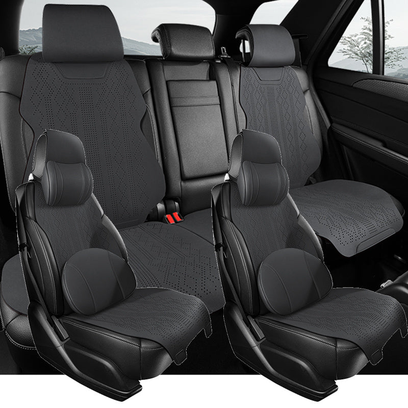 Universal avtomobil o'rindiq qoplamalari ultra yupqa suède nafas oladigan anti-slid barcha o'rindiqlar uchun