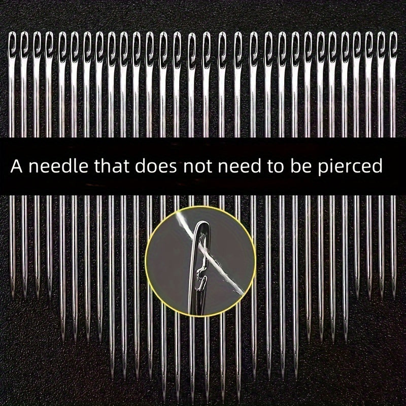 Набор из 31 безниточной швейной иглы с коробкой для игл. Легкие в заправке иглы, подходящие для пэчворка и вышивки, идеальны для пожилых и слепых людей. Включает 30 швейных игл и