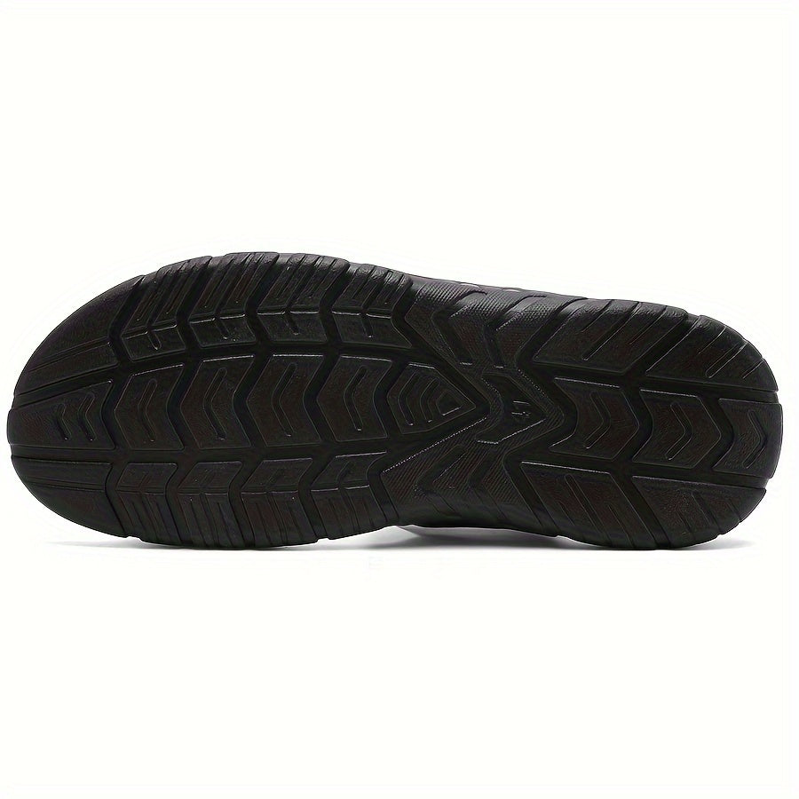 Men's Plus Size Solid Color PU Sandals with Hook-and-Loop Closure Rubber Sole