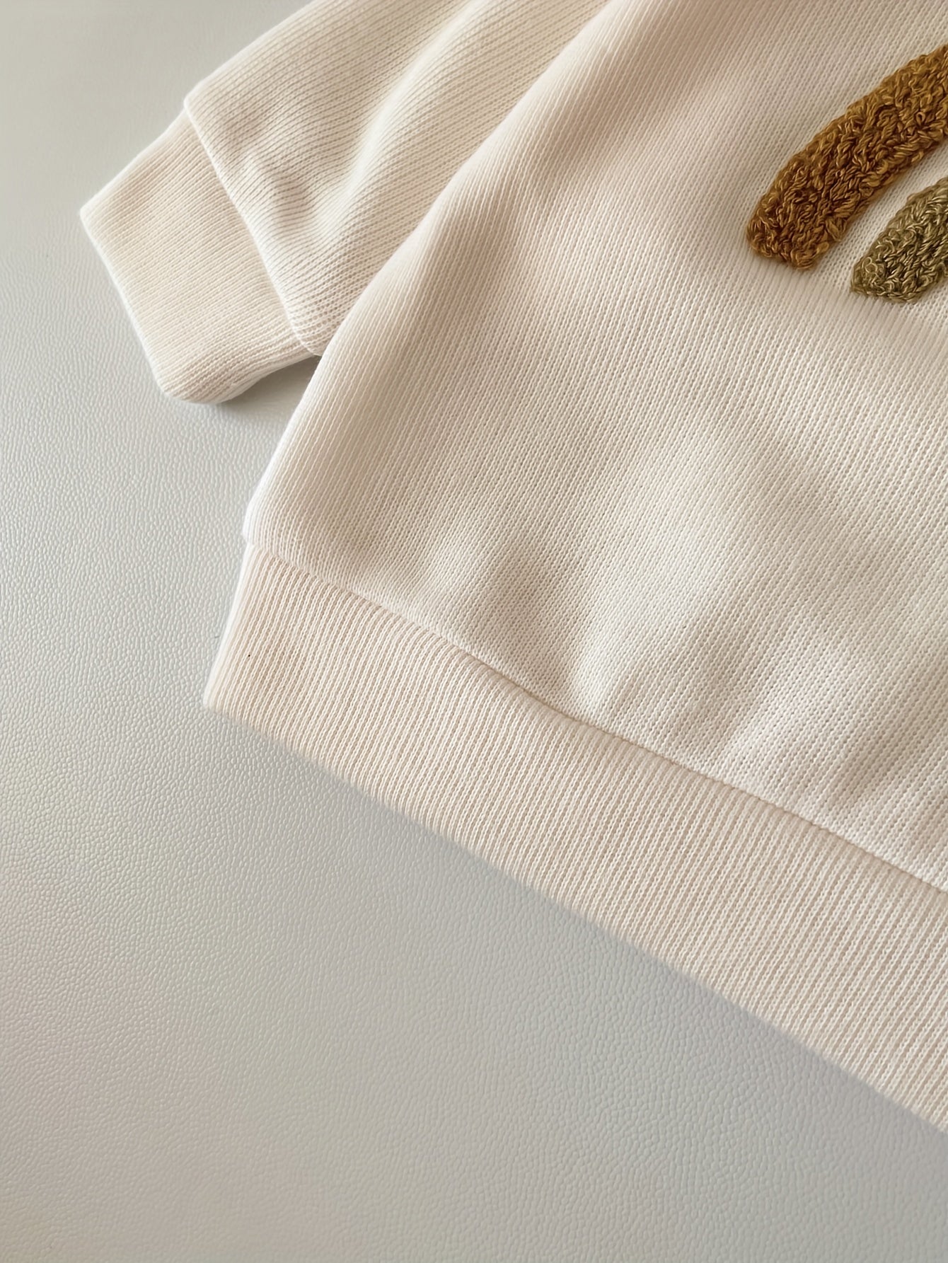 Baby Boys Rainbow Embroidered Long Sleeve Pullover and Pants Set for Spring Fall