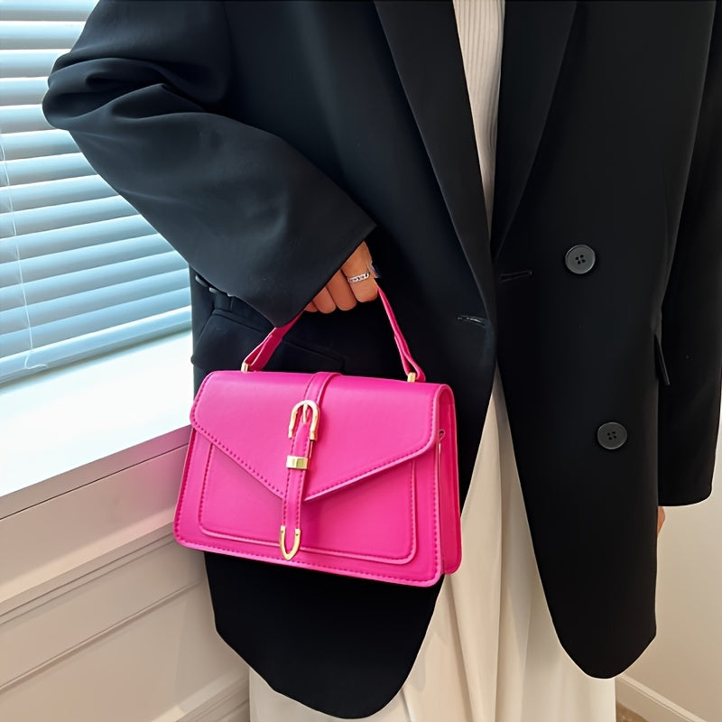 Women's Small Square PU Bag with Single Shoulder Crossbody Removable Strap in Black White Light Khaki