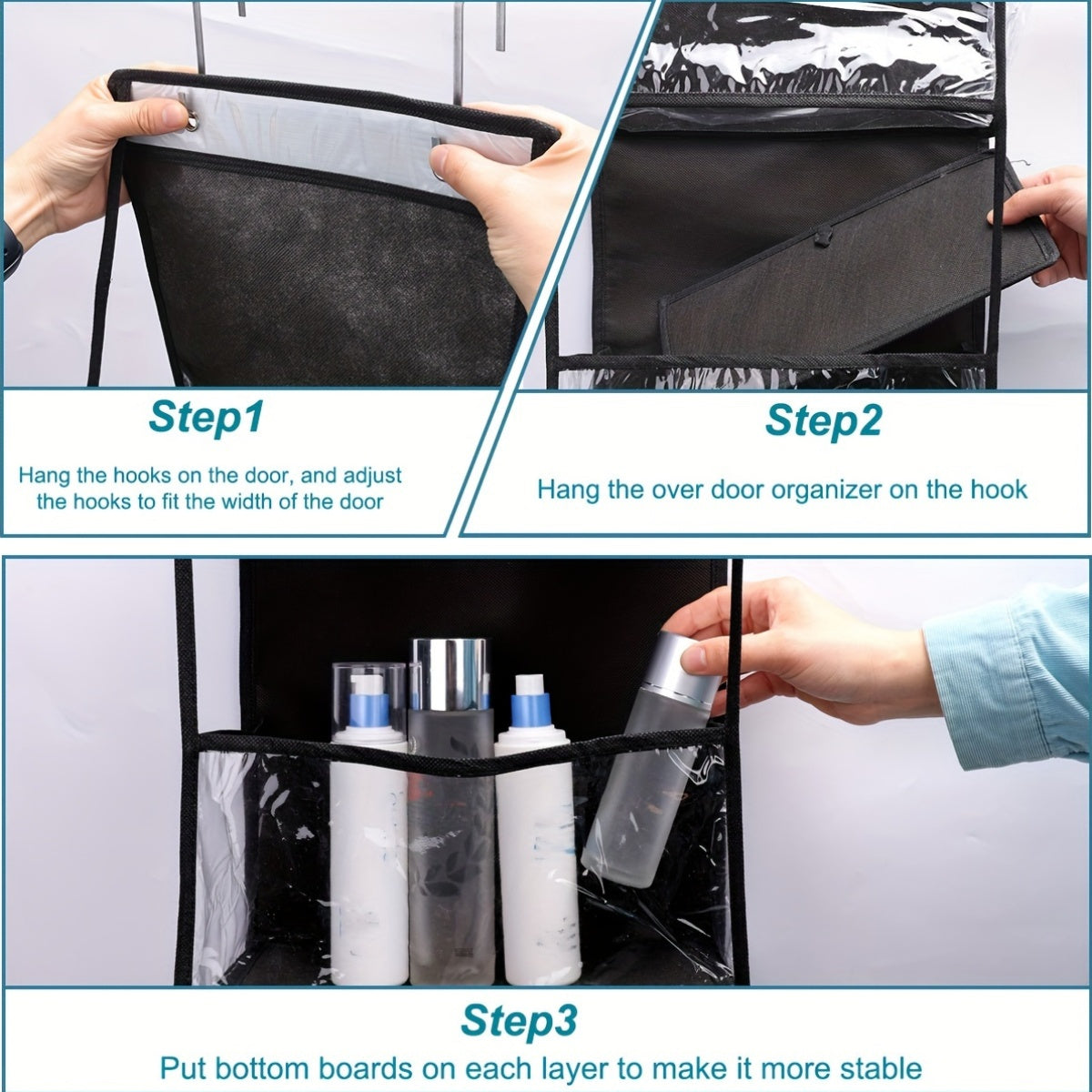 Over-the-Door Hanging Storage Organizer with 4 Shelves Waterproof Polyester for Bedroom Cloakroom