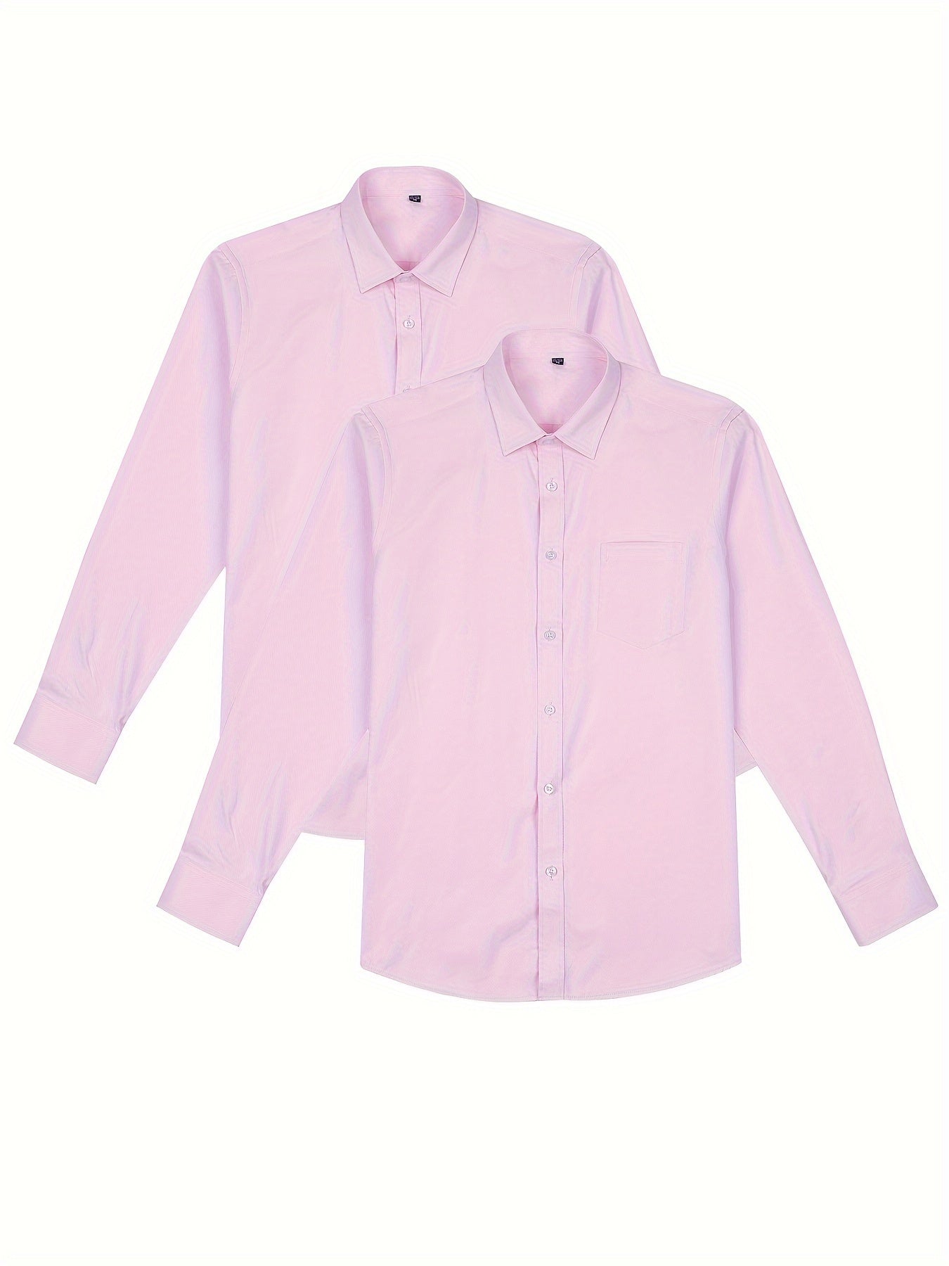 Men's Solid Color Long Sleeve Cotton Blend Shirt for Business Casual