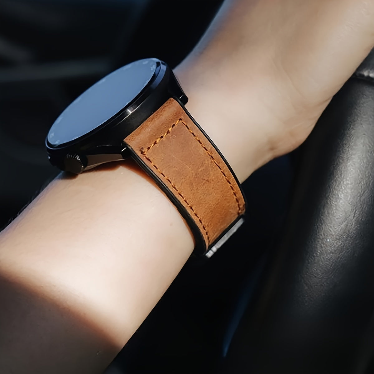 Synthetic Leather Smartwatch Band 20mm 22mm with Foldover Clasp Magnetic Buckle Compatible with Galaxy Watch Active 2 GTR GTS GT3 GT4