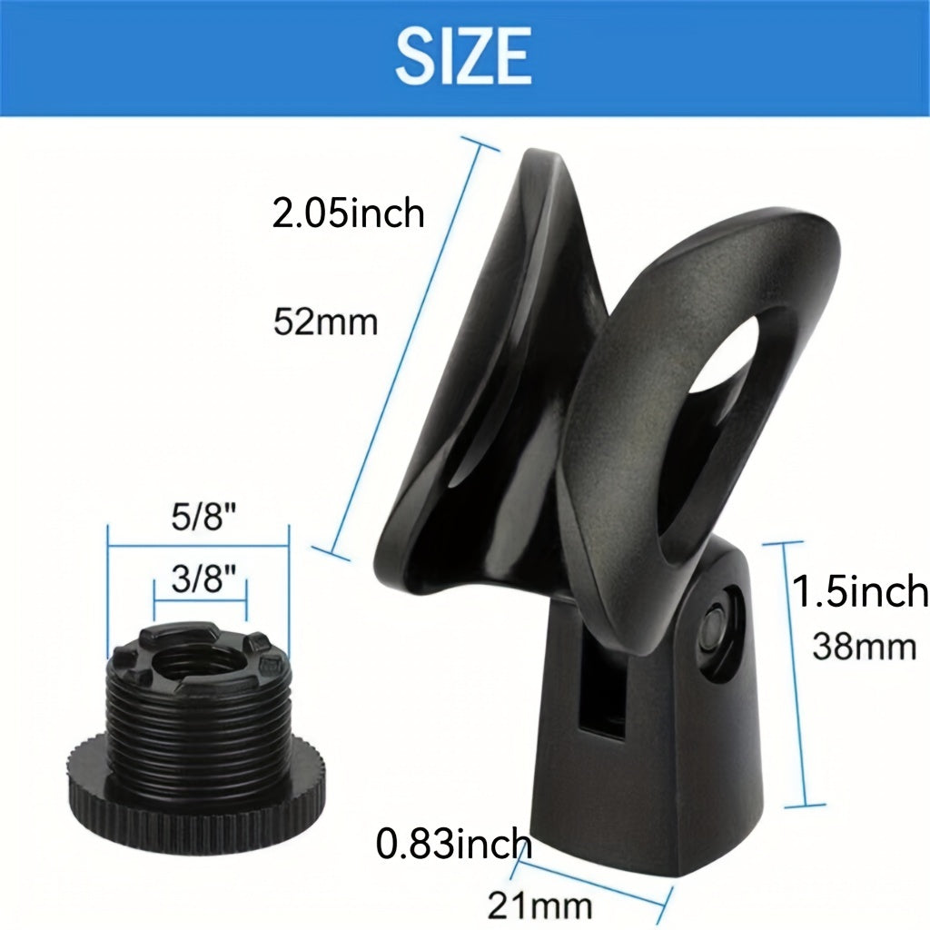 Universal Microphone Clip Holder Set for Wired and Wireless Microphones Durable Rotatable Black 4 Pack