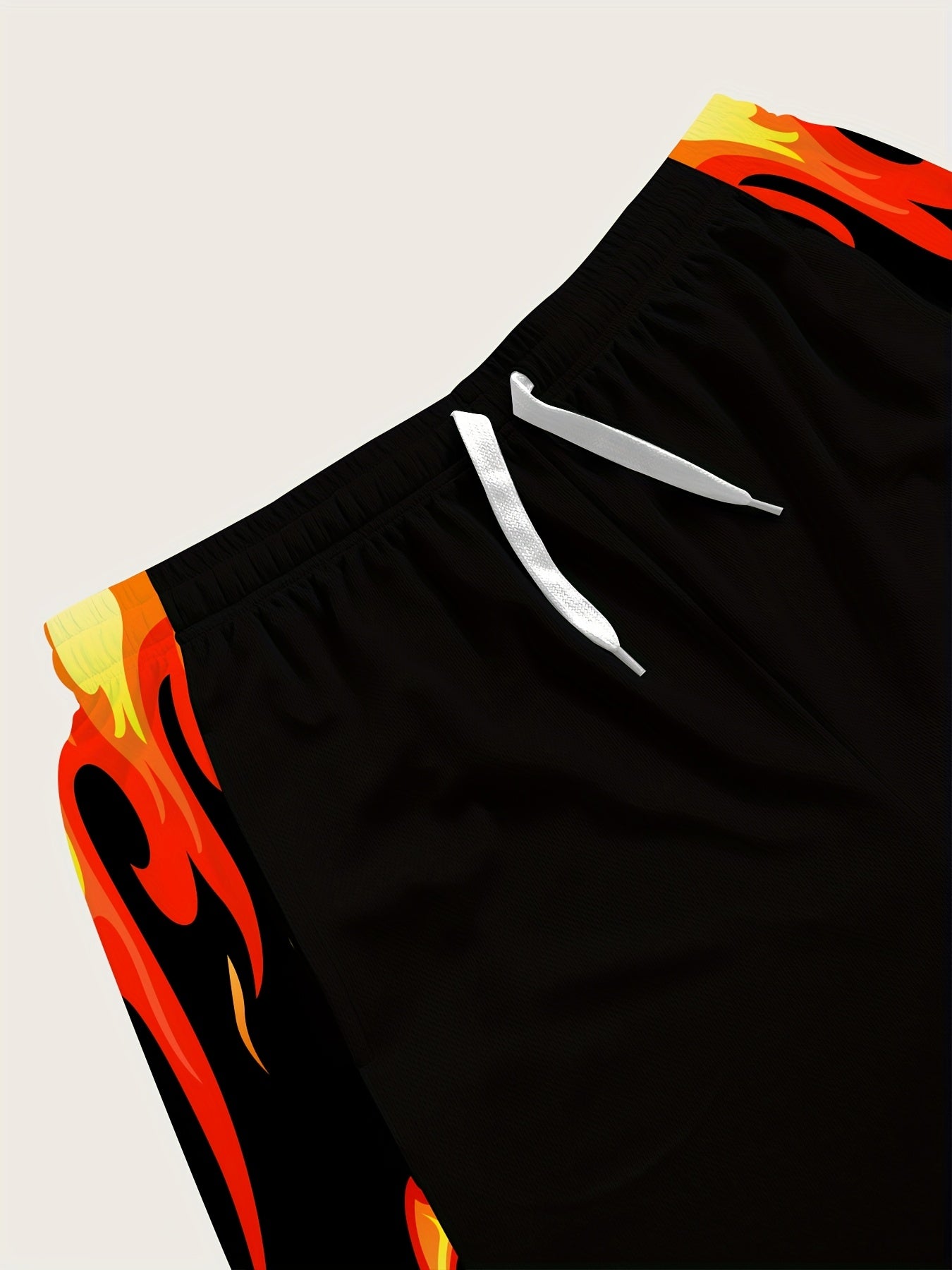 Erkaklar uchun katta o'lchamdagi sport shortlari, sport uslubi, keng kesim, tasodifiy print, tortish ipi, cho'ntaklar, engil 150g/m² poliester to'qima mato bilan.