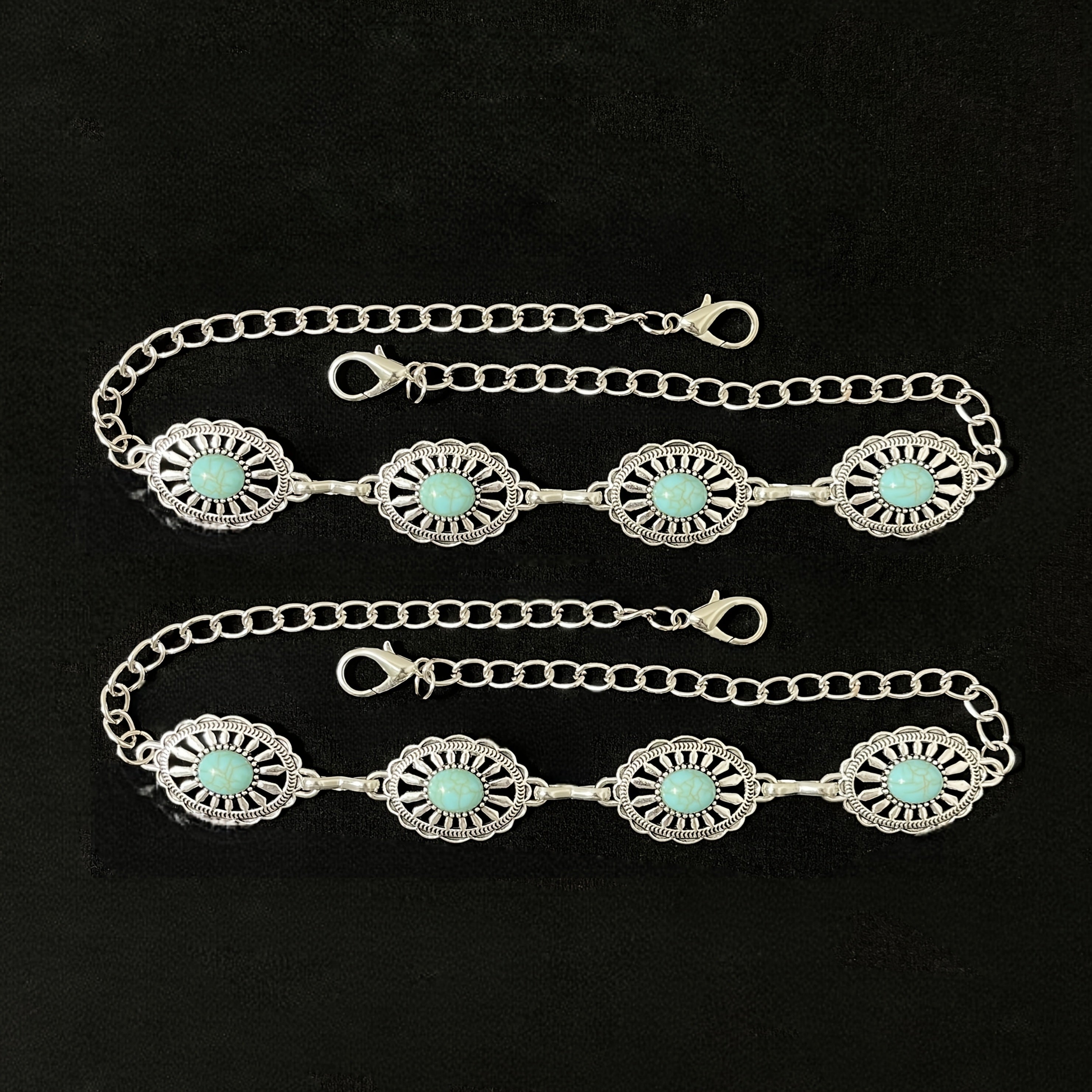 Women's Shoe Chains Bohemian Faux Turquoise Vintage Festive Gift 2 Pack