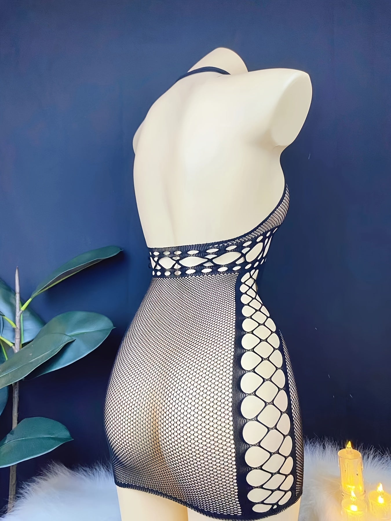 Vestido ajustado sexy para mujer con diseño de malla y destellos