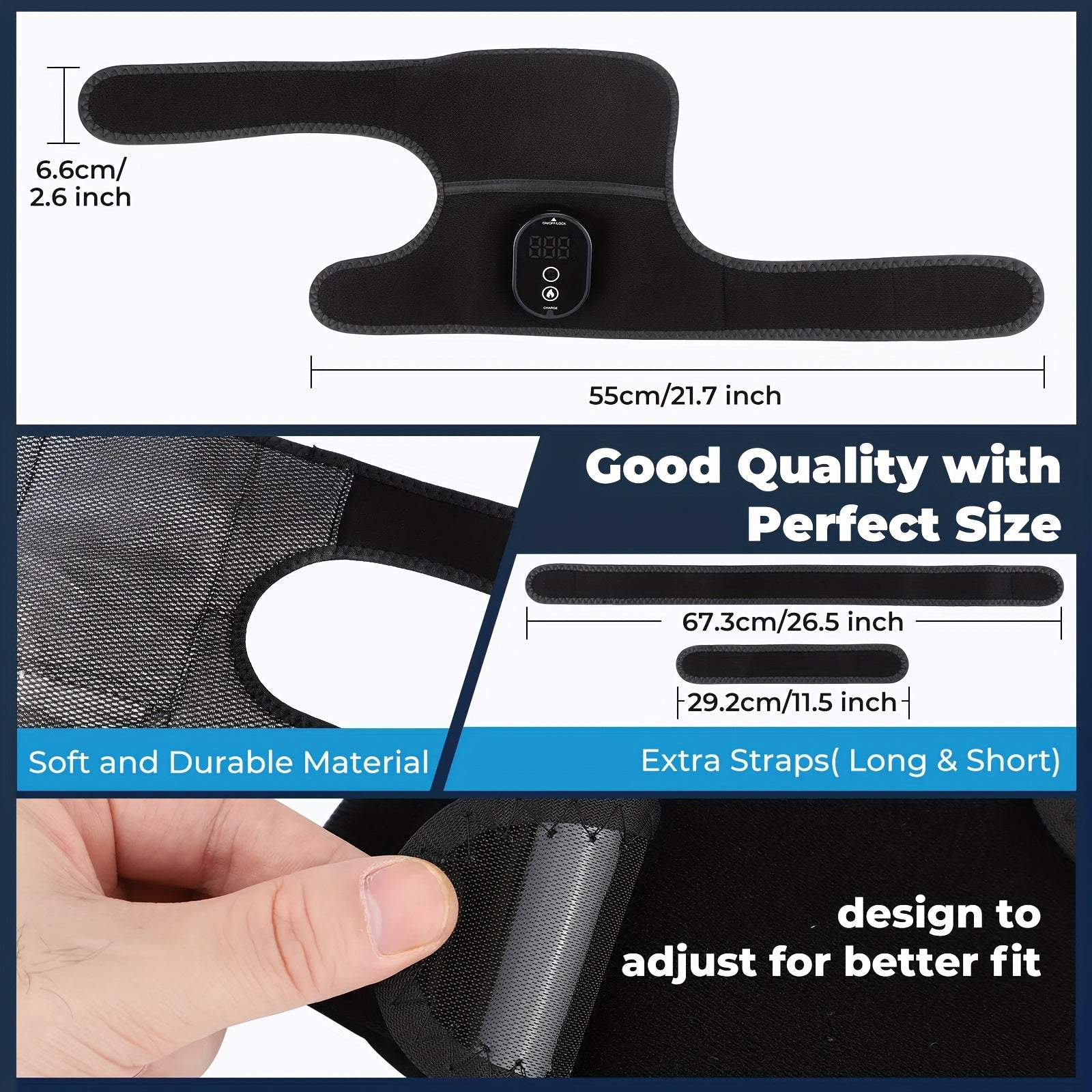 Electric Heating Knee Vibration Massager Leg and Elbow Warm Wrap with Rechargeable Battery