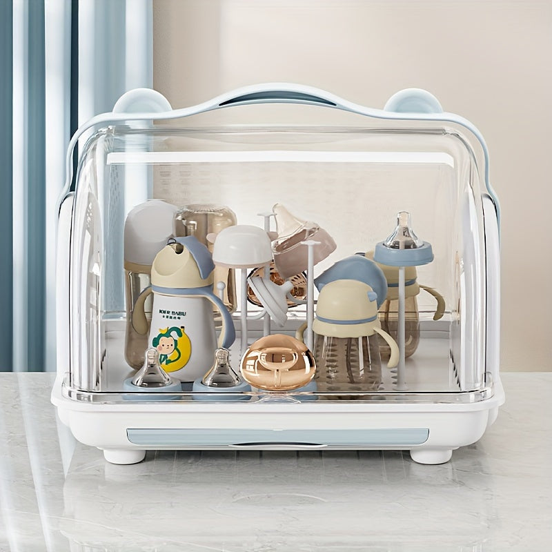 Child's Storage Organizer with Lid Dustproof Bottle Holder and Food Storage Rack