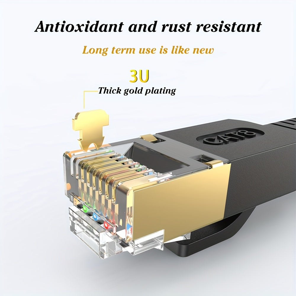 Cat8 Flat Ethernet Cable 2000MHz 40Gbps Male to Male for PS5 Laptop MacBook