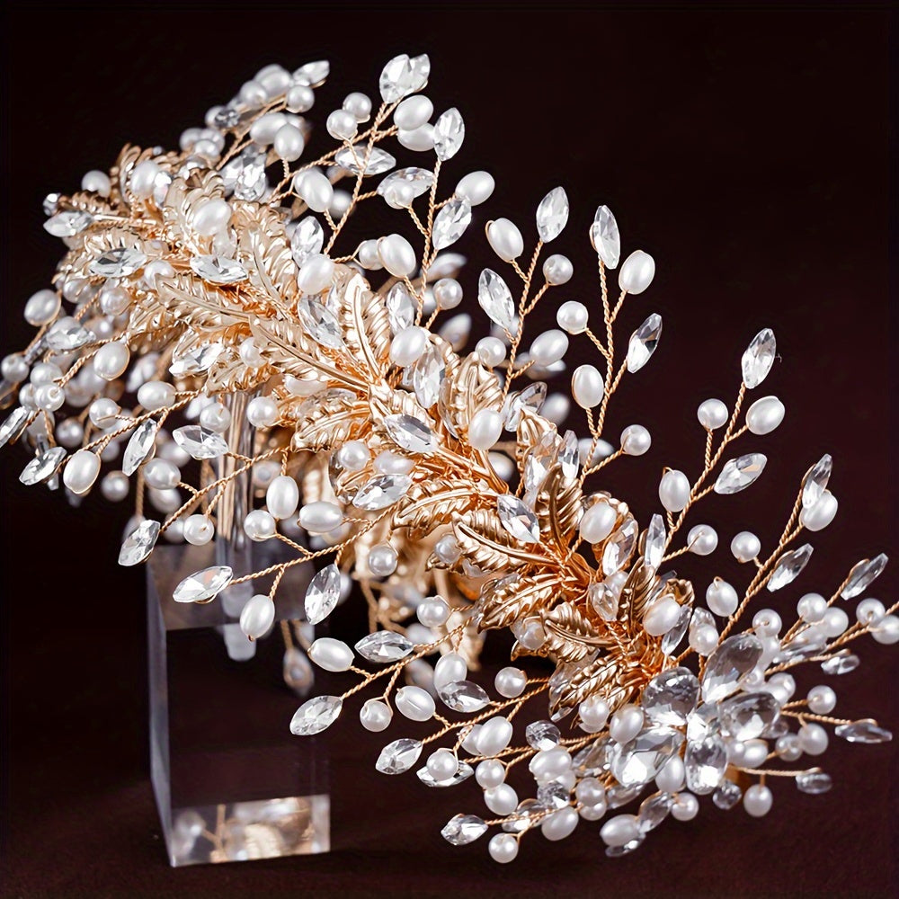 Vintage to'y taqilishi uchun rhinestones va sequin bilan bezatilgan bosh band