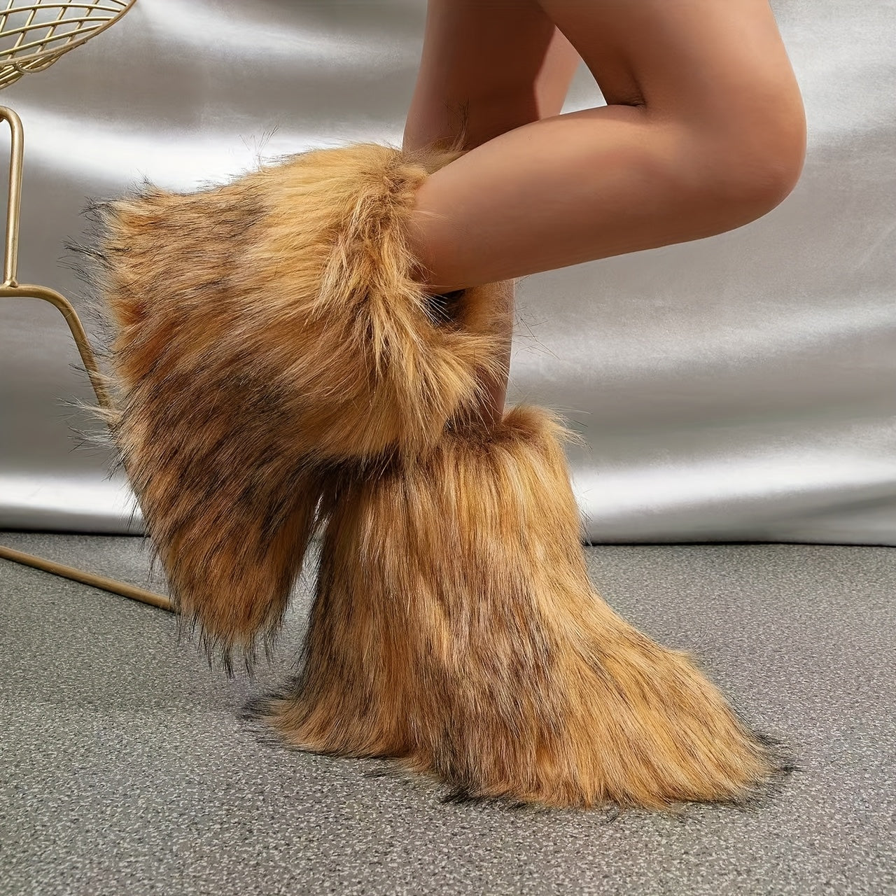 Женские зимние сапоги на меху с плюшевой подкладкой, утеплённые, до середины икры