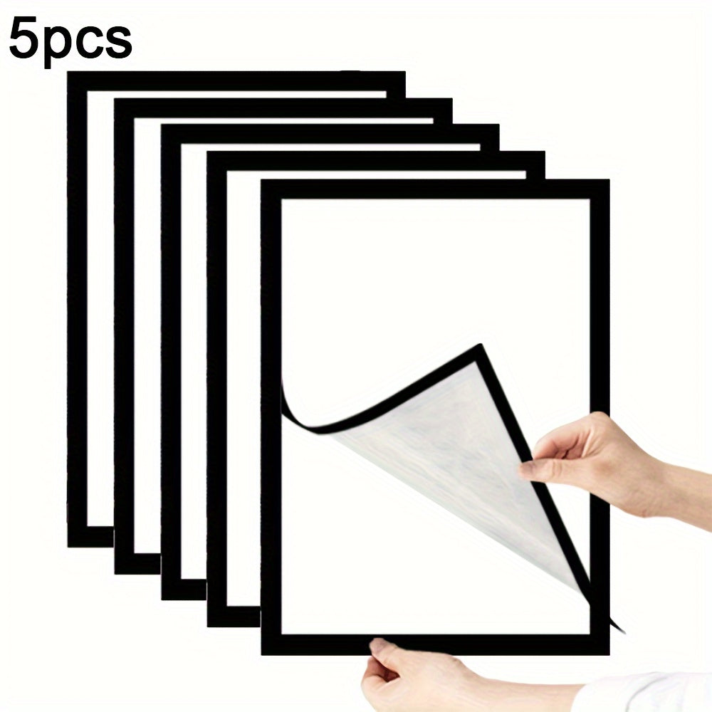 Set of 5 A4 Self-Adhesive Magnetic Photo Frames for Wall Display in Home Office Refrigerator