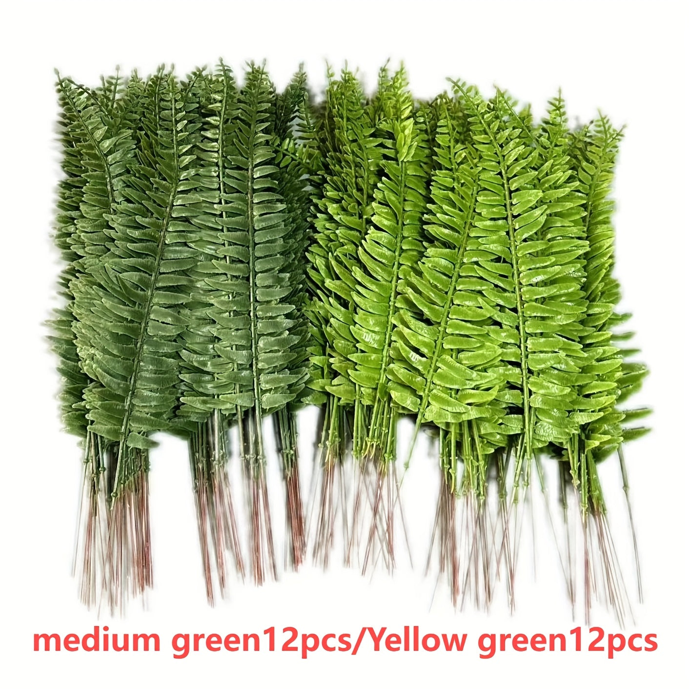 24pcs Artificial Plants Indoor Outdoor Decor Simulated Persian Grass Boston Ferns Green Leaves