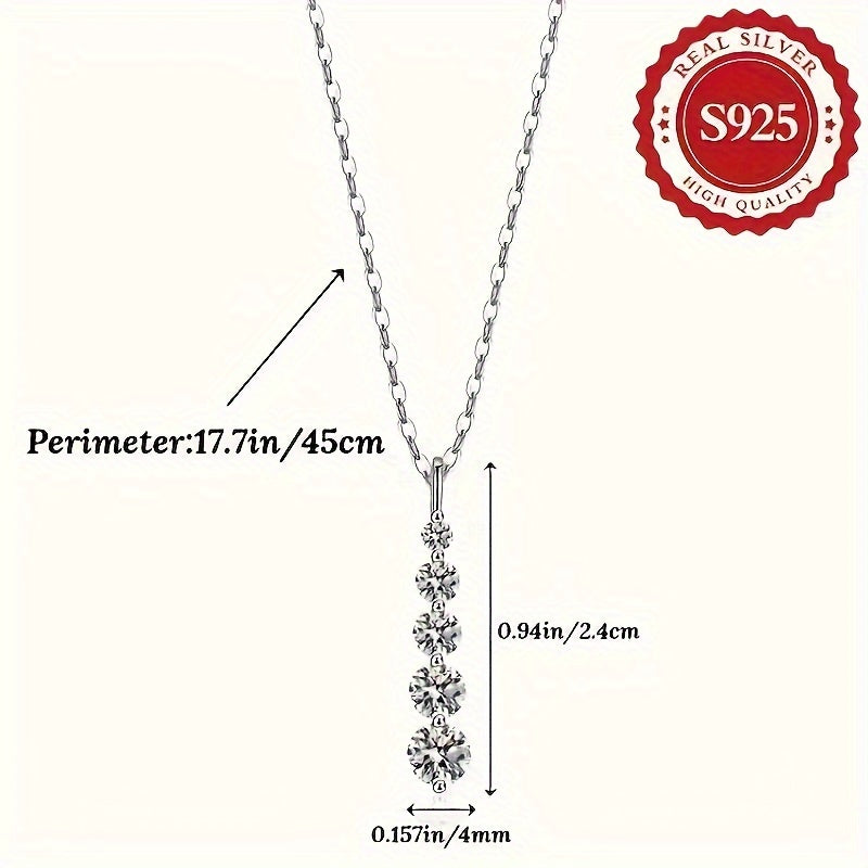 Кулон на цепочке из стерлингового серебра для женщин с искусственными драгоценными камнями