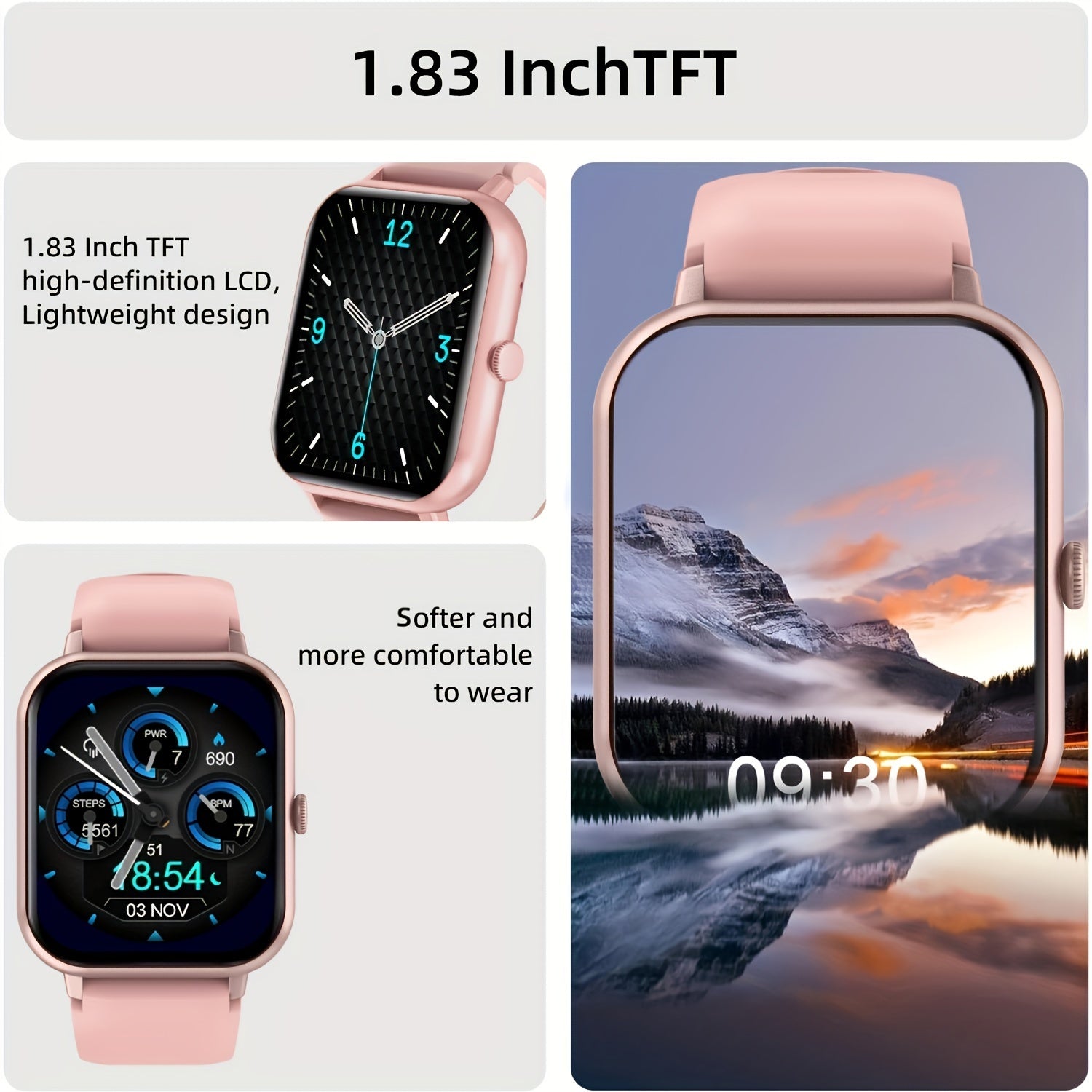 2024 Smartwatch with 1.83 Inch Touch Screen Call Function Fitness Tracking 100+ Modes