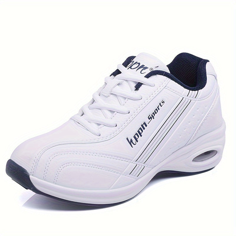 Women's Casual Low-Top Sneakers Breathable Microfiber White Pink Accents