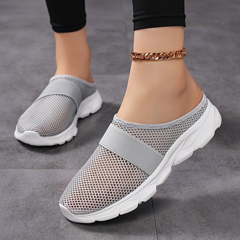 Women's Mesh Slip-On Loafers Breathable Casual Flat Shoes Black